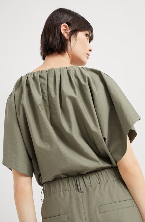 Brunello Cucinelli Techno Poplin Loose Tailored Trousers In Green