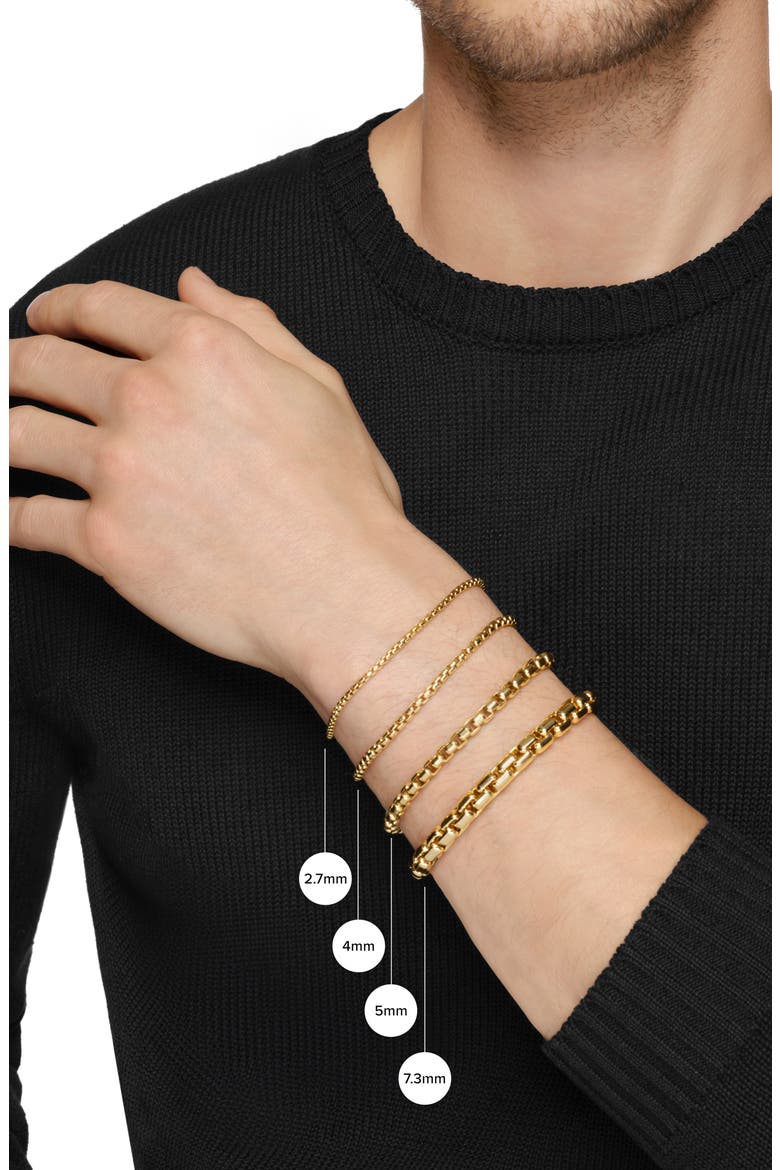 Men's Box Chain Bracelet in 18K Yellow Gold, 5mm, Alternate, color, GOLD