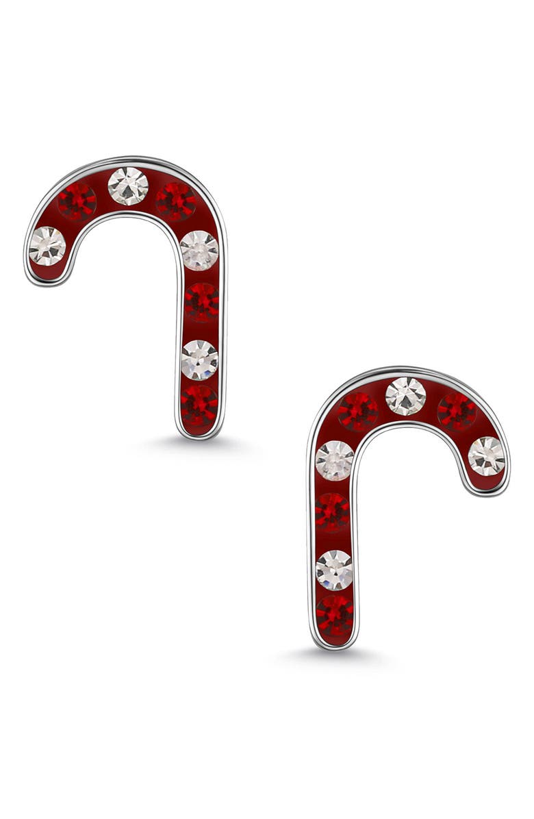 Lily Nily Kids' Crystal Candy Cane Stud Earrings, Main, color, Red