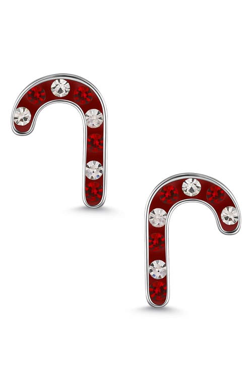 Lily Nily Kids' Crystal Candy Cane Stud Earrings in Red 