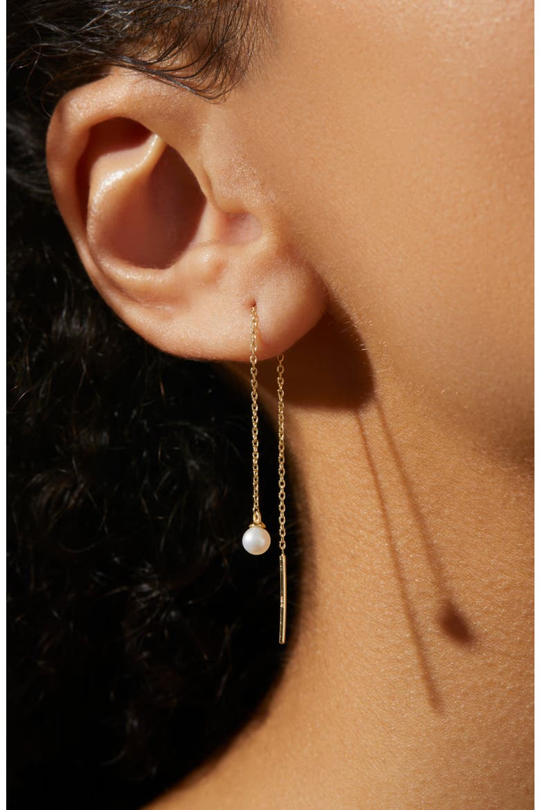Pearl Threader Earrings - Abrielle, Alternate, color, Gold