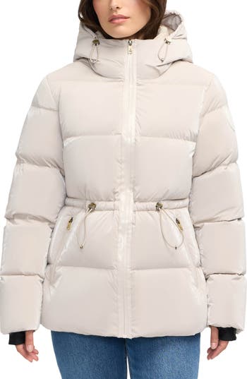 Scotch & Soda Enola Water Repellent Channel Quilted Down Jacket In Neutral