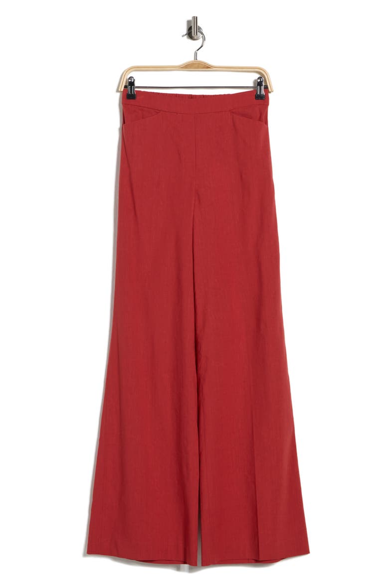 Terena High Waist Linen Blend Wide Leg Pants, Alternate, color, CHERRY RED