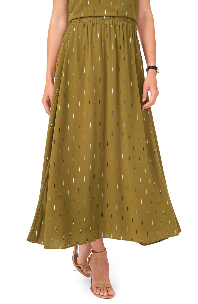 Halogen<sup>®</sup> Metallic Accent Pull-On Midi Skirt, Main, color, Olive Moss