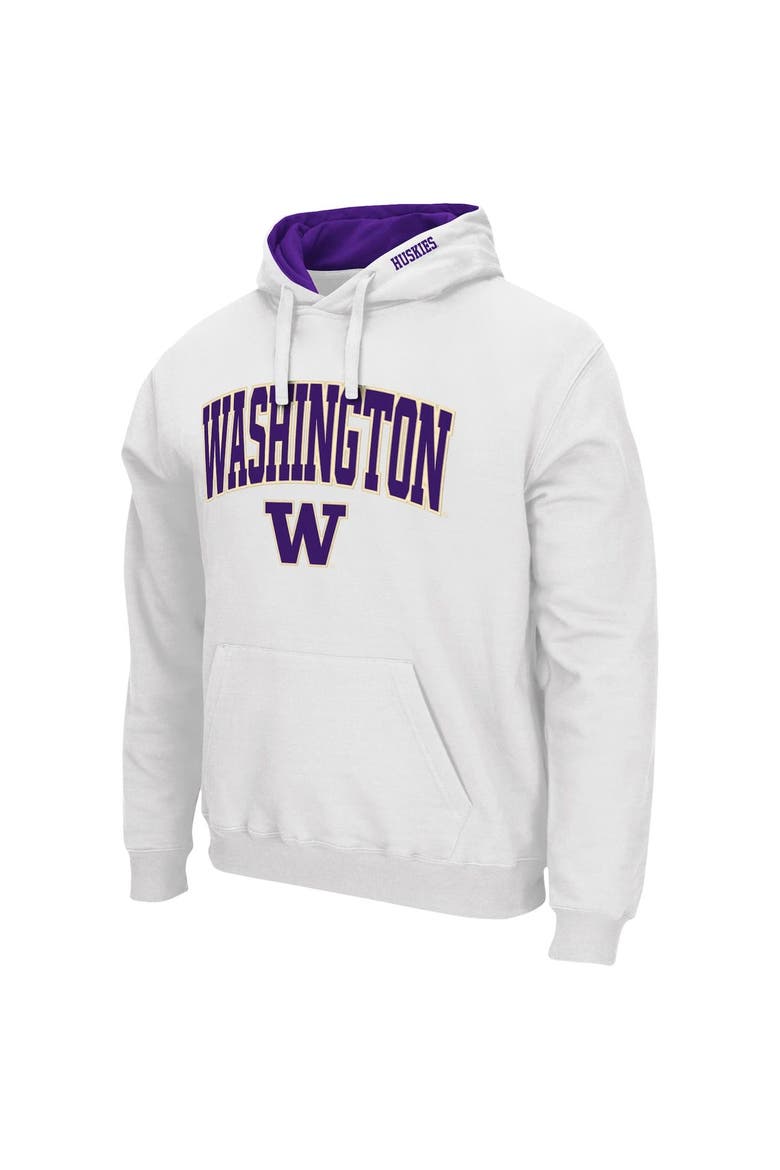 Men's Colosseum White Washington Huskies Arch & Logo 3.0 Pullover Hoodie, Alternate, color, White
