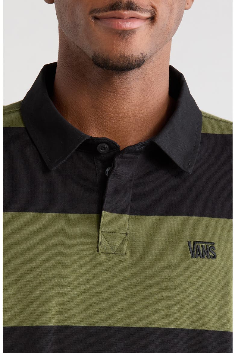 Two-Tone Ward Stripe Long Sleeve Rugby Polo, Alternate, color, BLACK-GREEN BALSAM