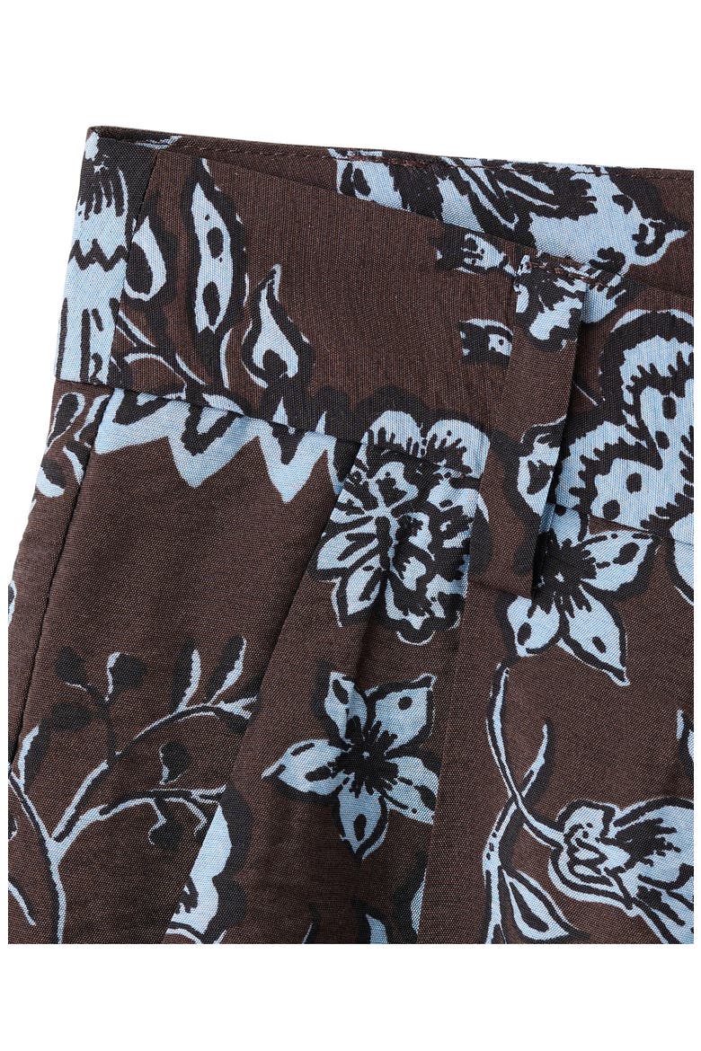 Pleated Floral Shorts, Alternate, color, BROWN
