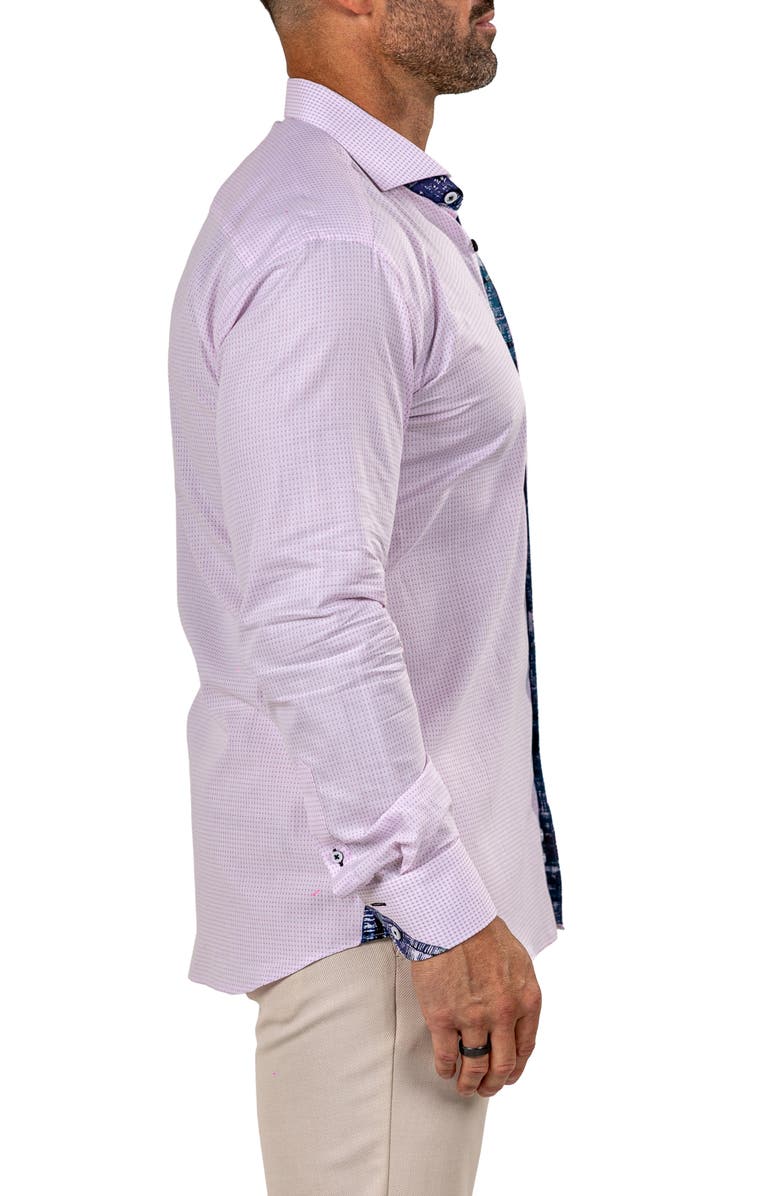 Maceoo Eins Marthy Contemporary Fit Cotton Button-Up Shirt, Alternate, color, White/Pink