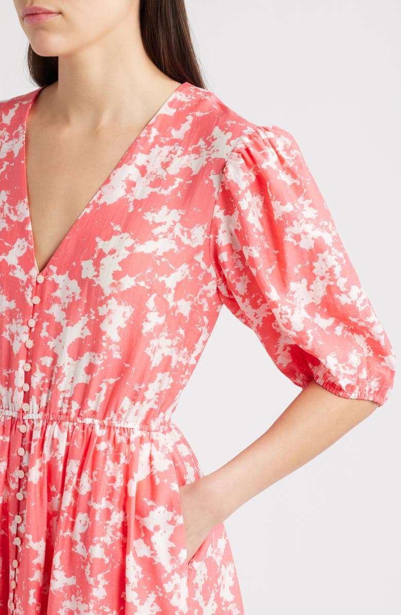 & Other Stories Puff Sleeve Maxi Dress, Alternate, color, Pink Bright