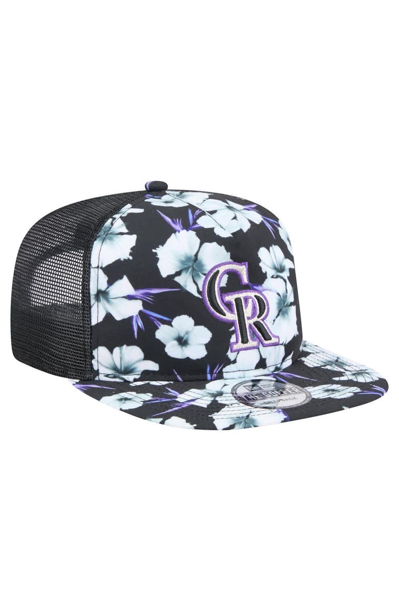 New Era Men's New Era Black Colorado Rockies Adventure Pattern Golfer Trucker Snapback Hat, Alternate, color, 