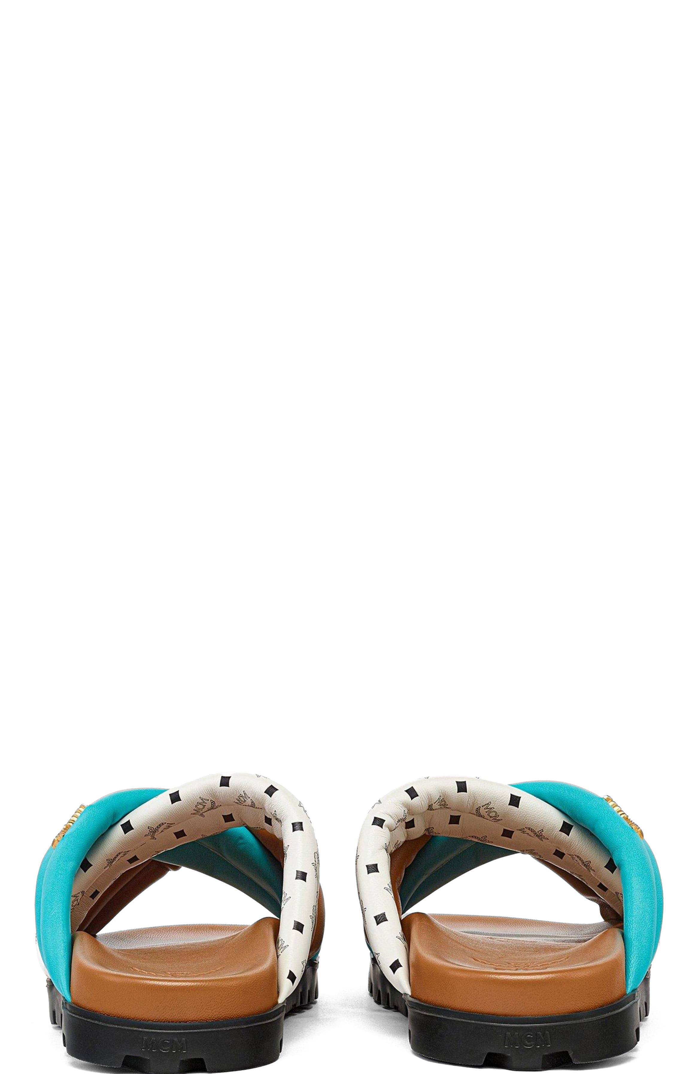 MCM Monogram Cross Sandals in Lamb Leather, Alternate, color, 