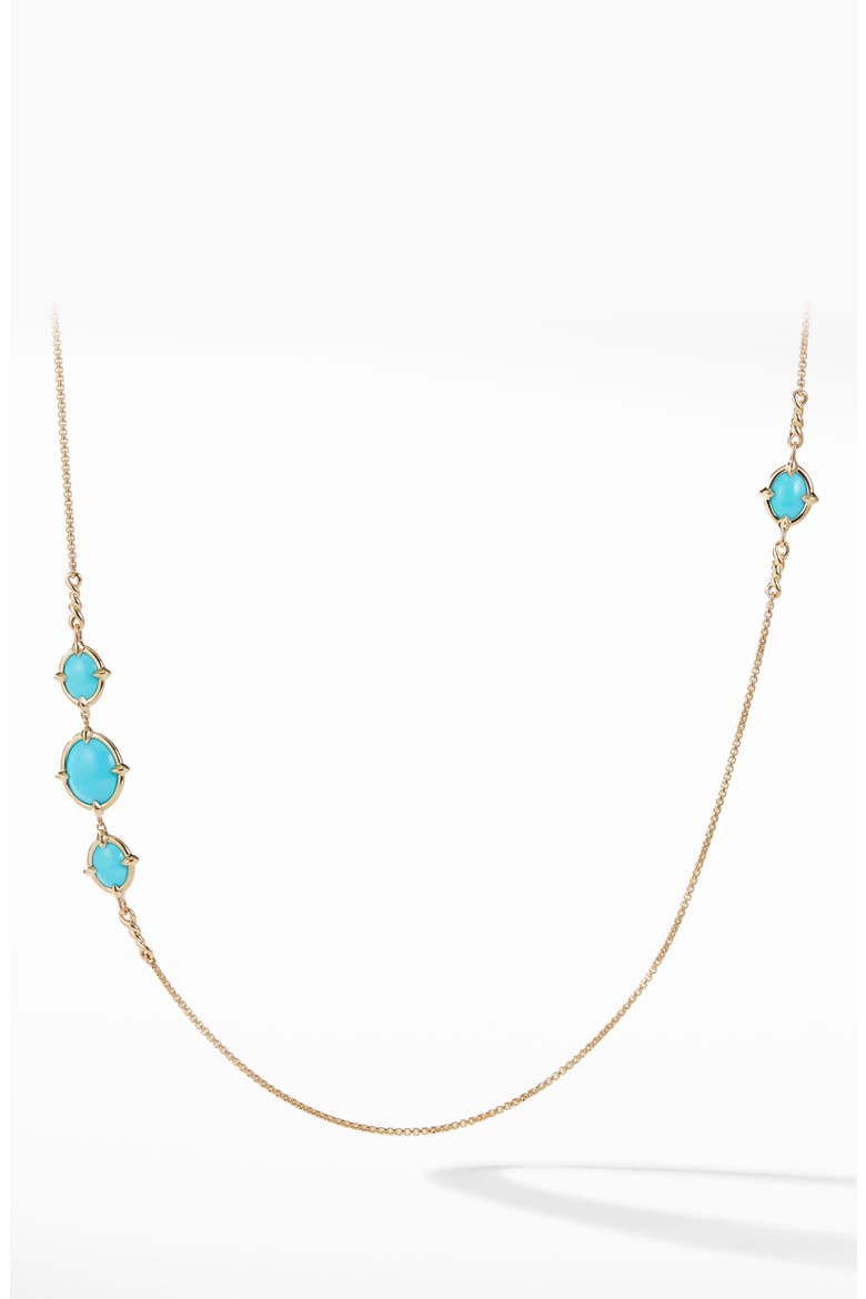 Chatelaine® Long 18k Gold Necklace with Turquoise, Main, color, GOLD/ DIAMOND/ TURQUOISE