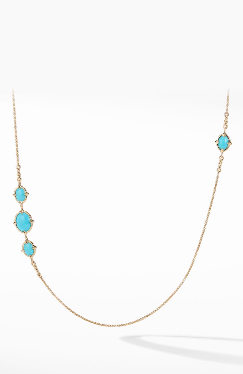 David Yurman Chatelaine<sup>®</sup> Long 18k Gold Necklace with Turquoise, Main, color, 