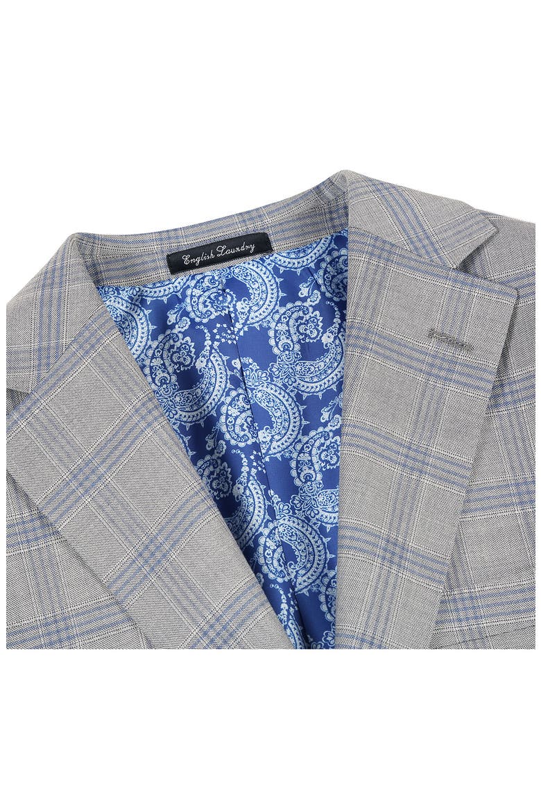Plaid Grey Wool Blend Suit, Alternate, color, GREY/ BLUE