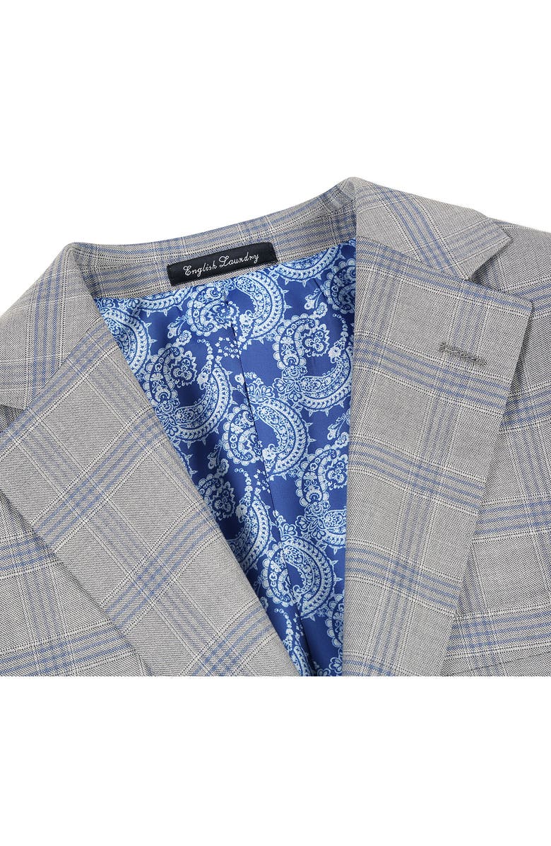 English Laundry Plaid Grey Wool Blend Suit, Alternate, color, Grey/ Blue