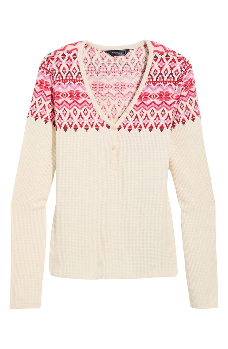 vineyard vines Dreamcloth<sup>®</sup> Fair Isle V-Neck Waffle Knit Top, Alternate, color, 