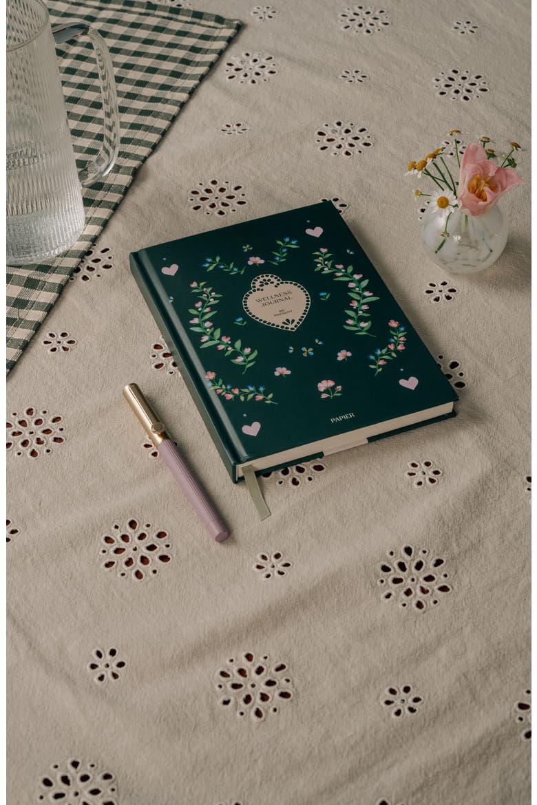 Pressed Flowers Wellness Journal, Alternate, color, MEDIUM GREEN