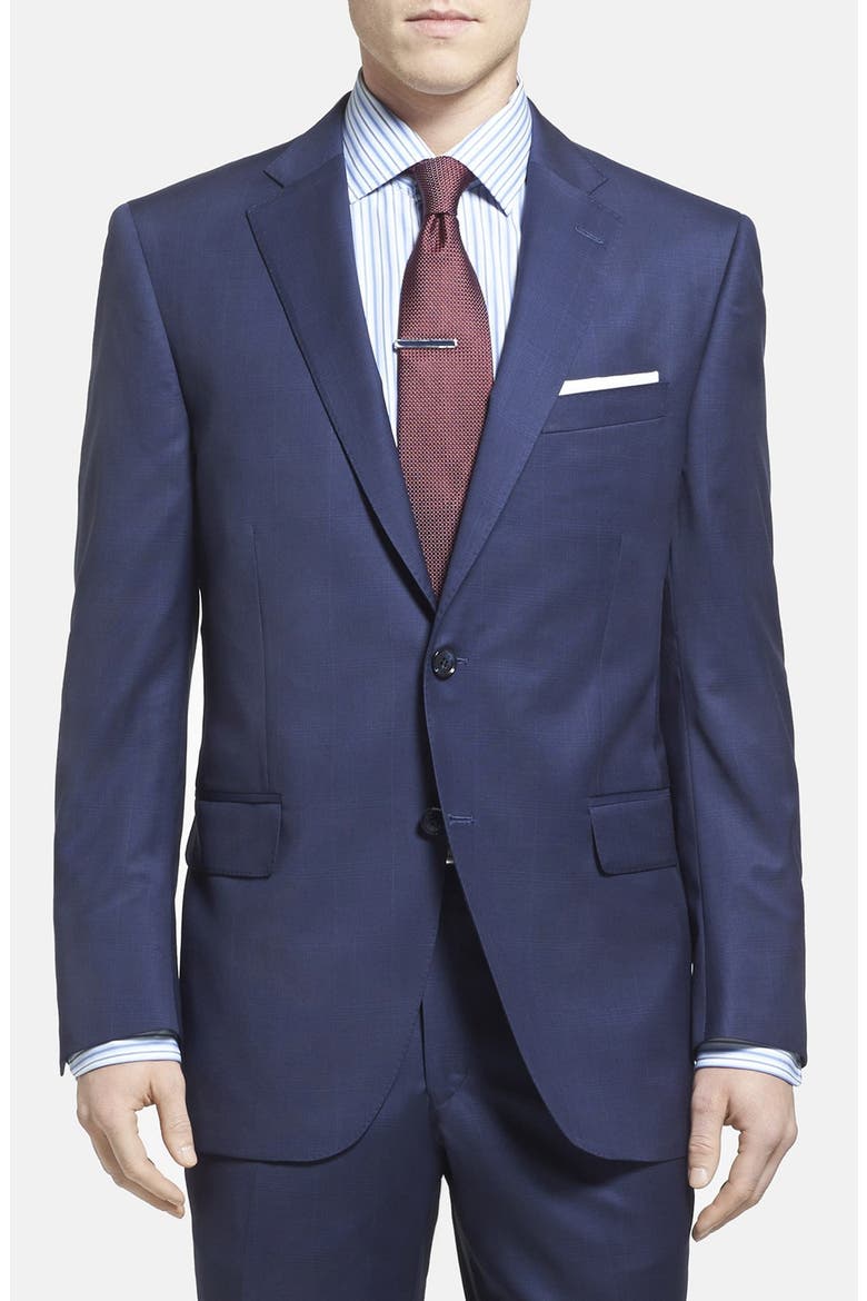 Classic Fit Plaid Wool Suit, Alternate, color, BLUE