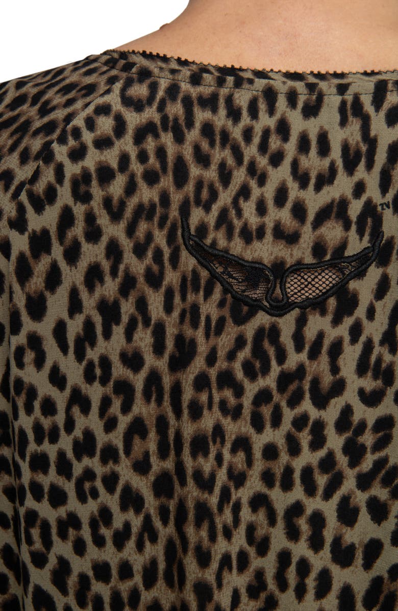 Zadig & Voltaire Rinas Long Sleeve Leopard Print Dress, Alternate, color, Leaves