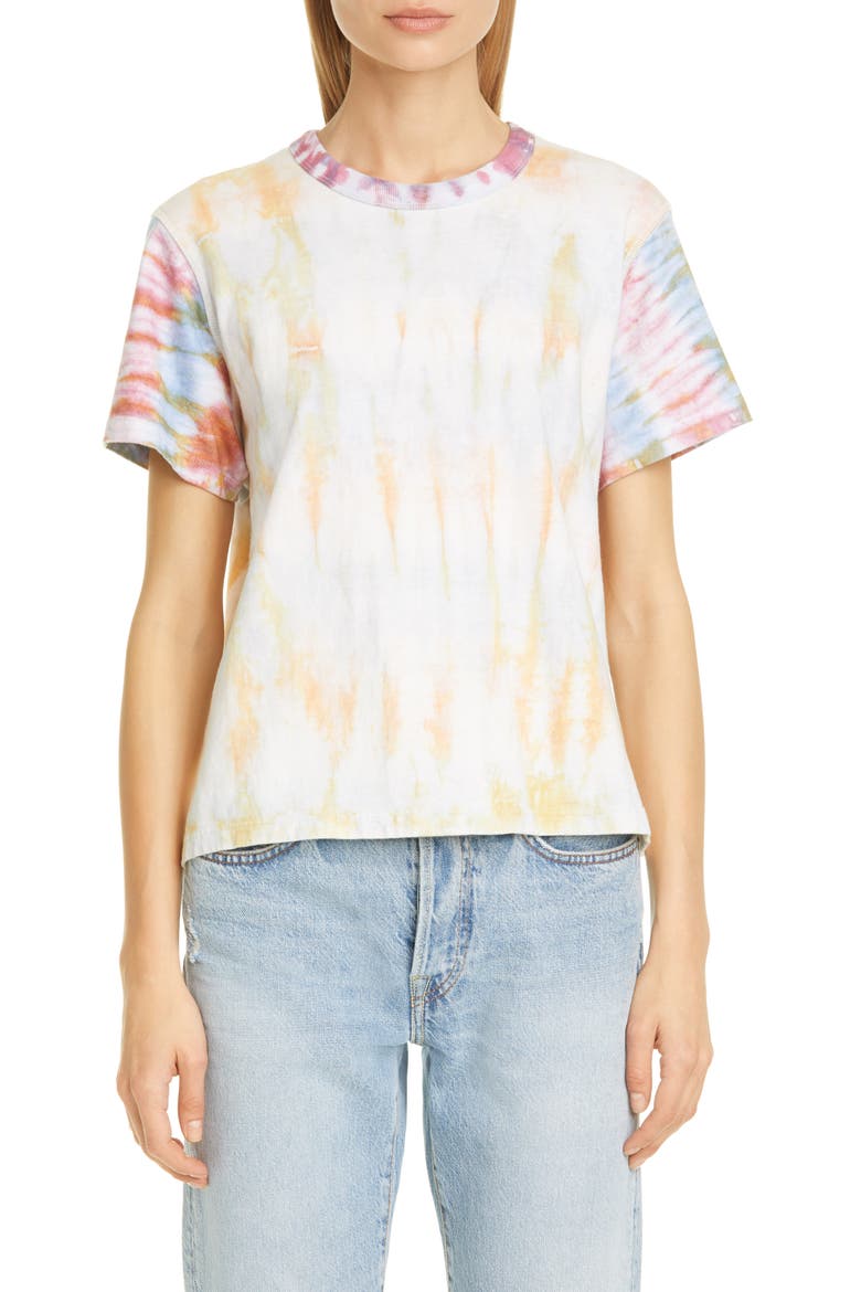 Reconstructed Tie Dye Crop T-Shirt, Main, color, PINK MULTI