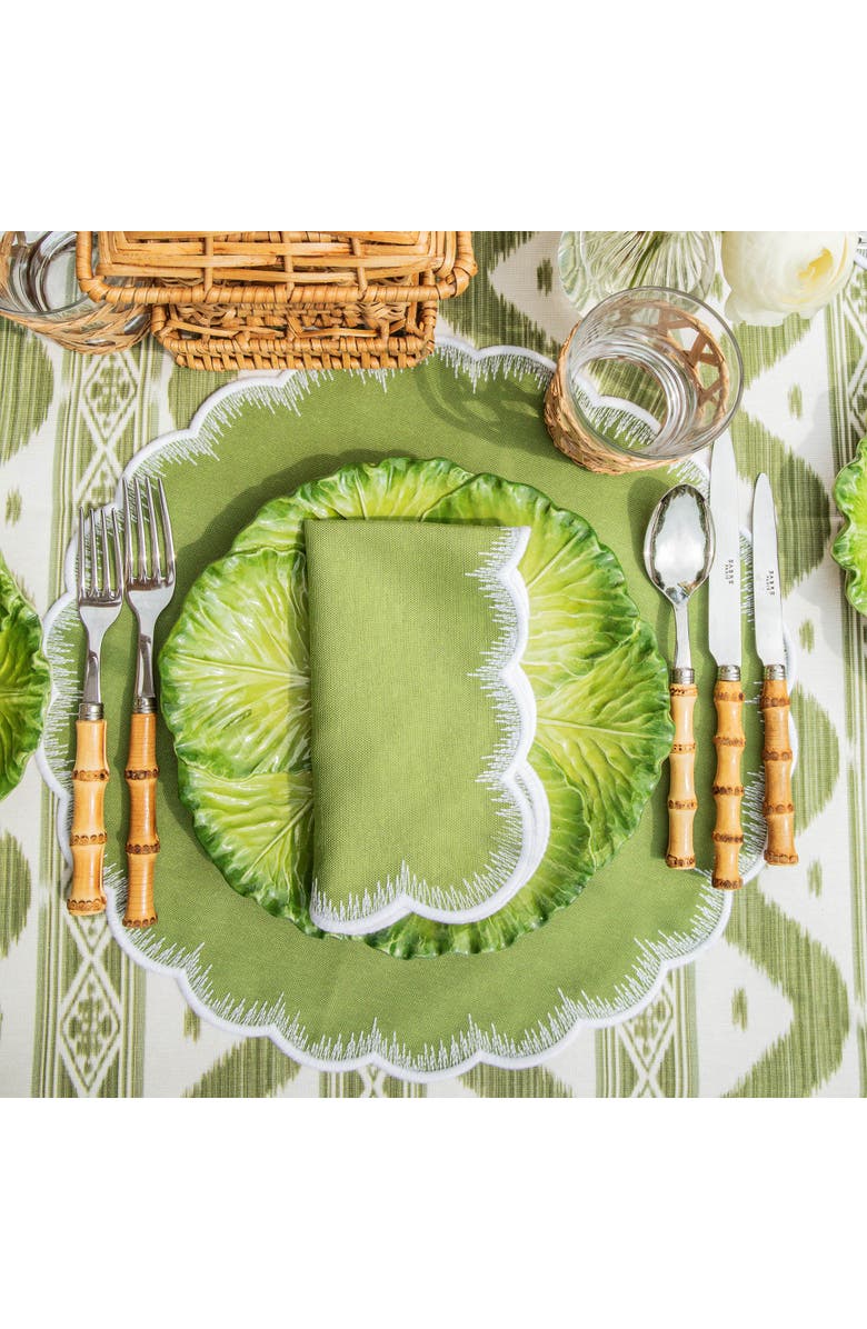 Mrs. Alice Apple Green Isabella Round Placemats, Alternate, color, Green