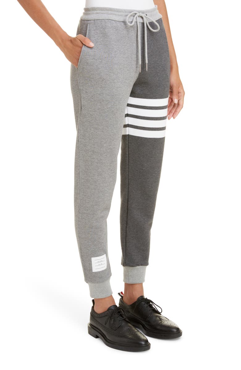 Thom Browne Four-Bar Cotton Joggers, Alternate, color, Tonal Grey