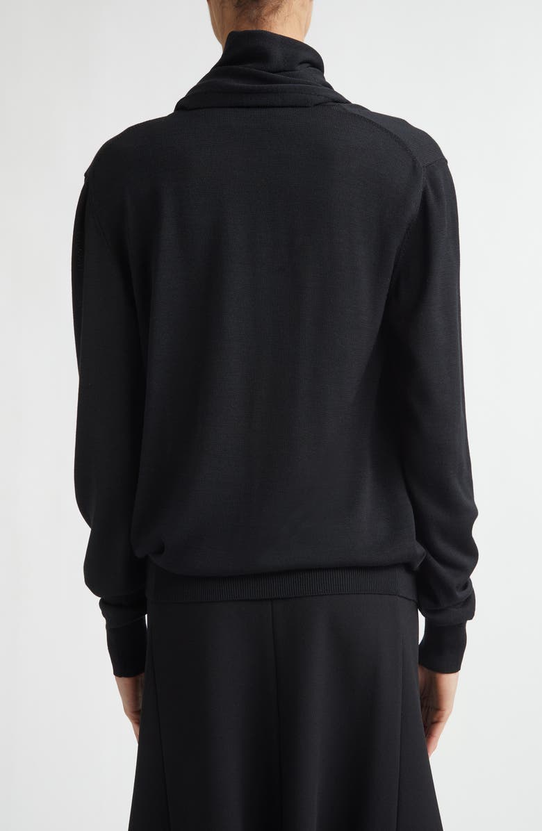 Jil Sander Scarf Tie Virgin Wool Sweater, Alternate, color, Black