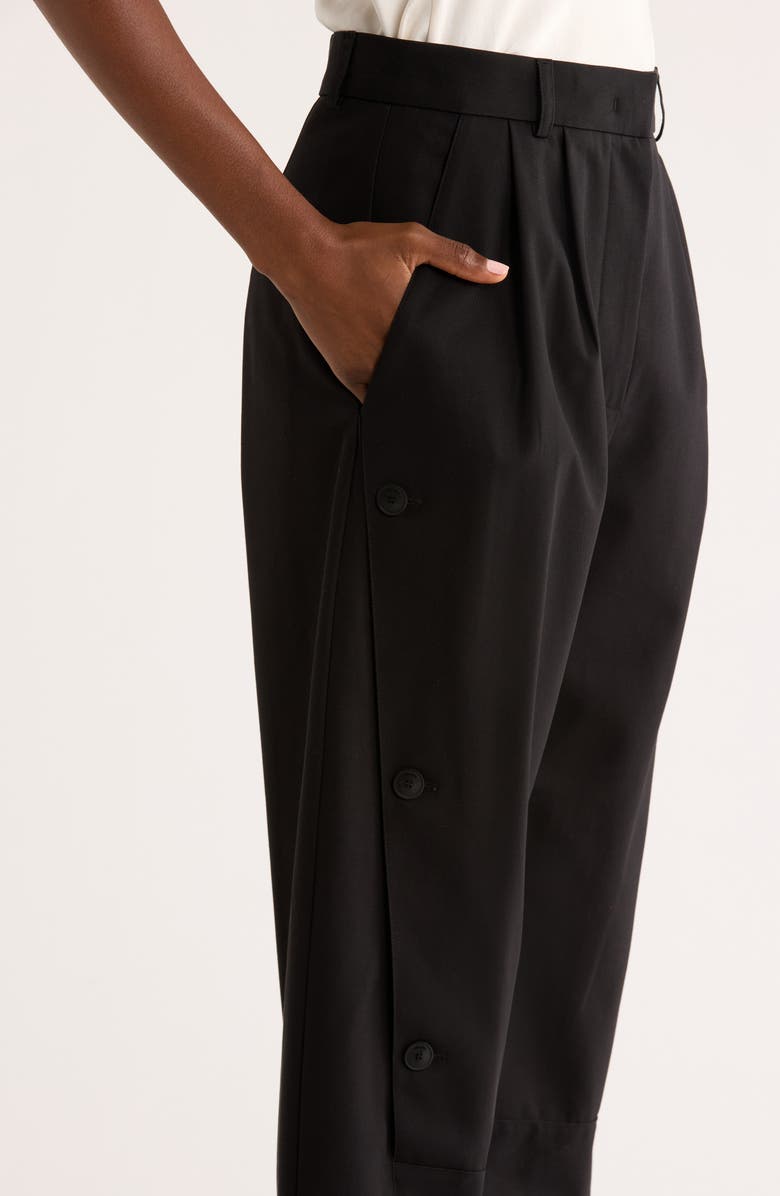 Max Mara Duomo Button Detail Tapered Pants, Alternate, color, Black