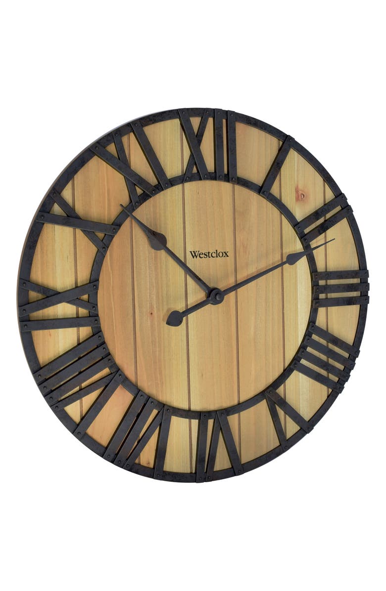 Westclox Wood Grain Wall Clock, Alternate, color, Brown