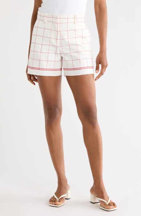 Longchamp Windowpane Print Cotton Shorts