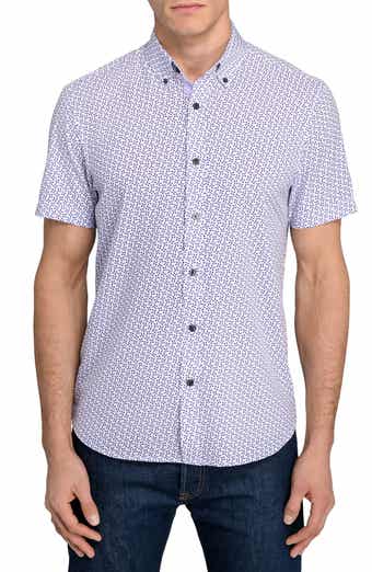 CONSTRUCT Abstract Floral Print Short Sleeve Button-Down Shirt