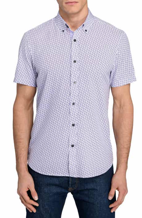 CONSTRUCT Abstract Floral Print Short Sleeve Button-Down Shirt