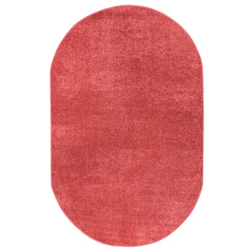 Jonathan Y Haze Solid Low-pile Oval Area Rug In Crimson/red