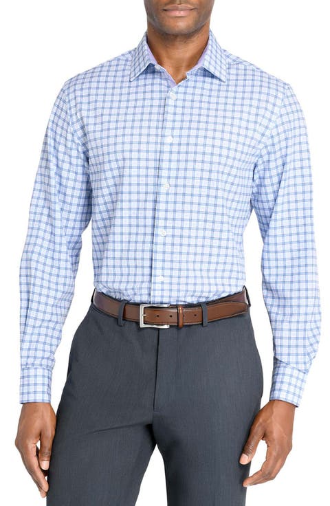 Slim Fit Plaid Performance Dress Shirt