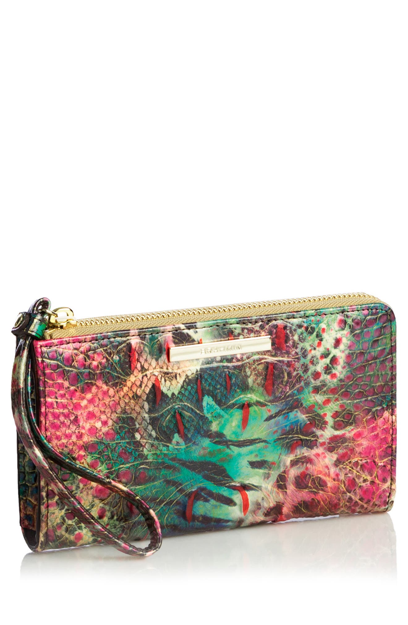 Brahmin Corie Animal Print Croc Embossed Leather Wallet, Alternate, color, 