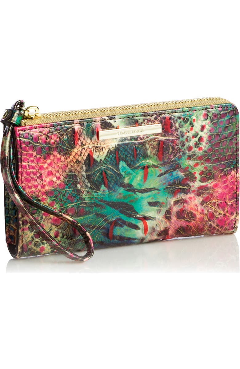 Brahmin Corie Animal Print Croc Embossed Leather Wallet, Alternate, color,