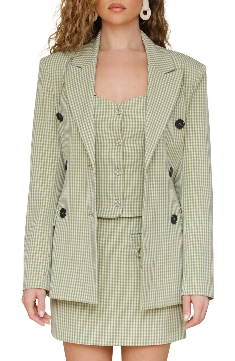 Avec Les Filles Double Breasted Gingham Blazer, Alternate, color, 