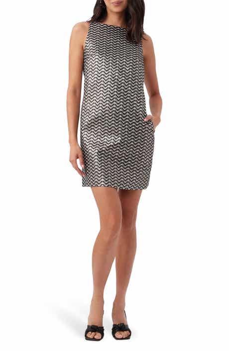 Trina Turk Creosote Metallic Chevron Shift Dress