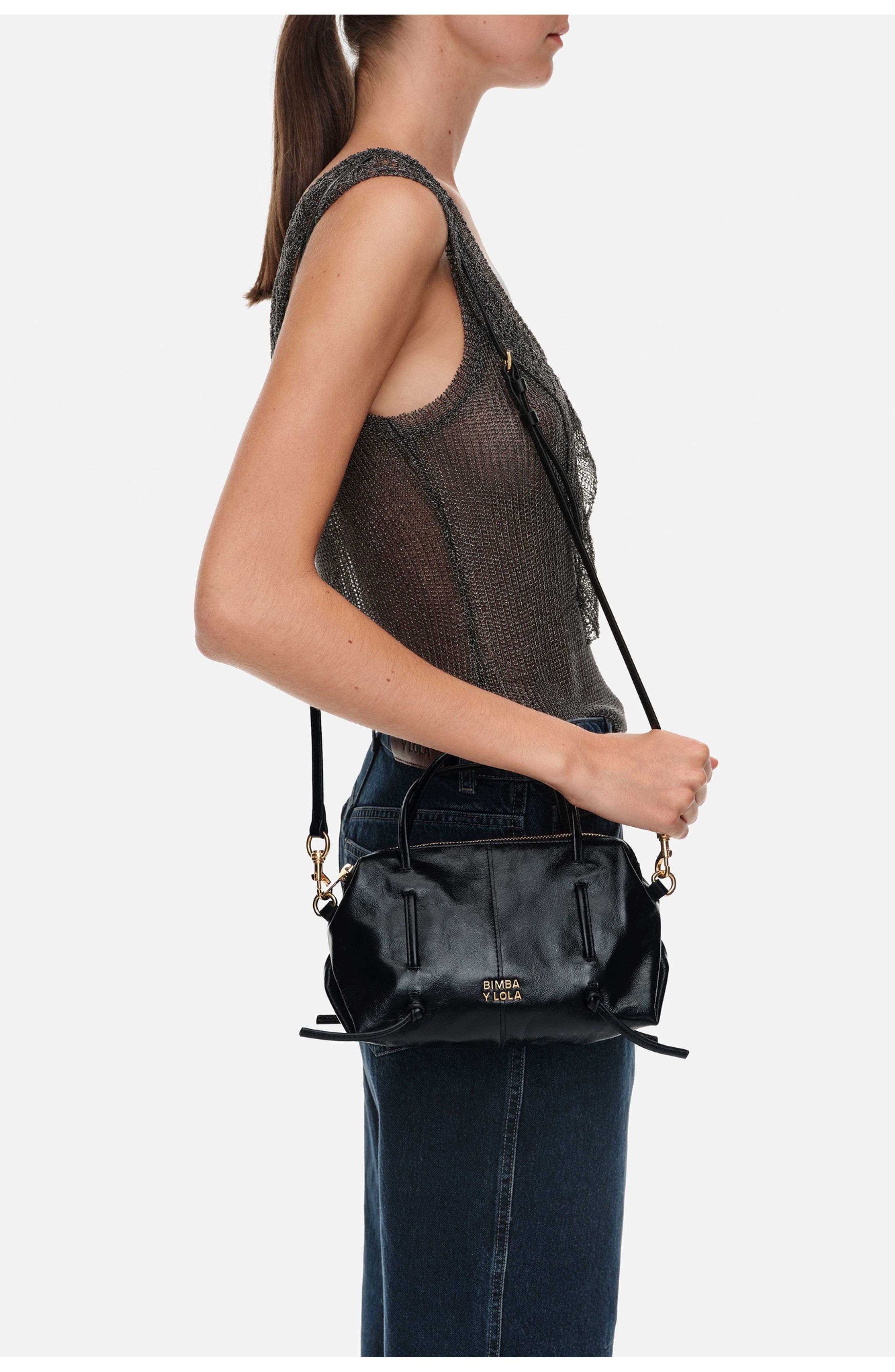 Mini Lolita Leather Bag, Alternate, color, BLACK