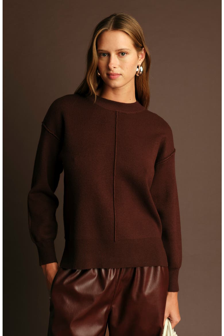 Dan Seamed Crewneck Sweater, Alternate, color, CACAO