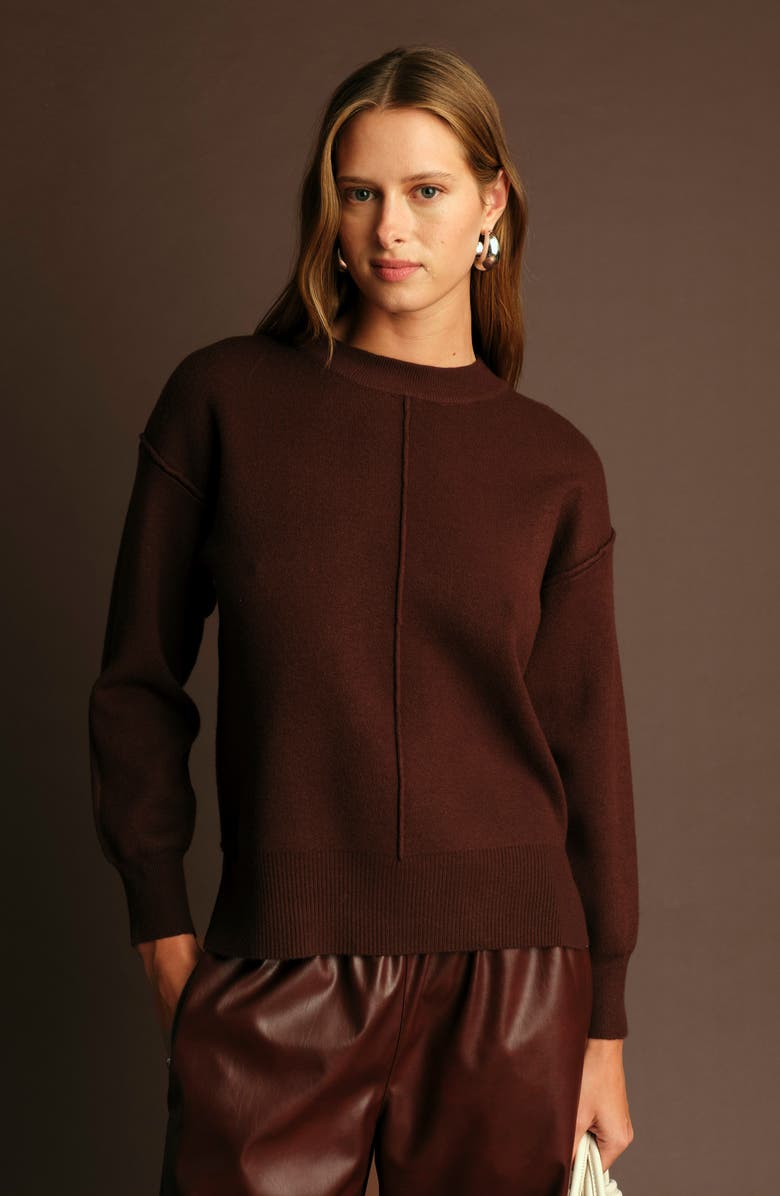 DELUC Dan Seamed Crewneck Sweater, Alternate, color, Cacao
