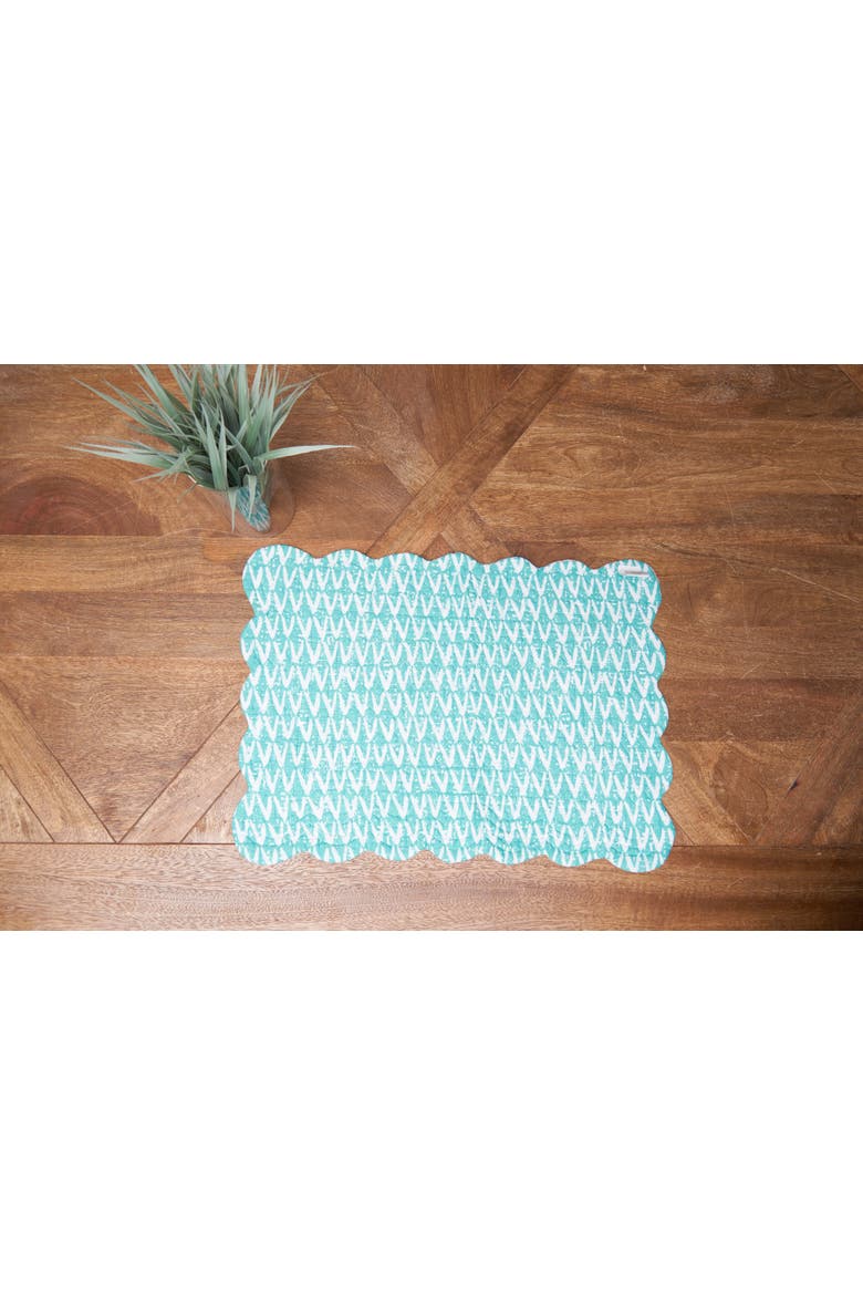 Surfside Sound Scalloped Placemats Set of 6 Nautical Design Beach, 13" x 19", Alternate, color, Blue