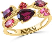 EFFY 14K Yellow Gold Multi Shape Rhodolite & Pink Tourmaline Band Ring