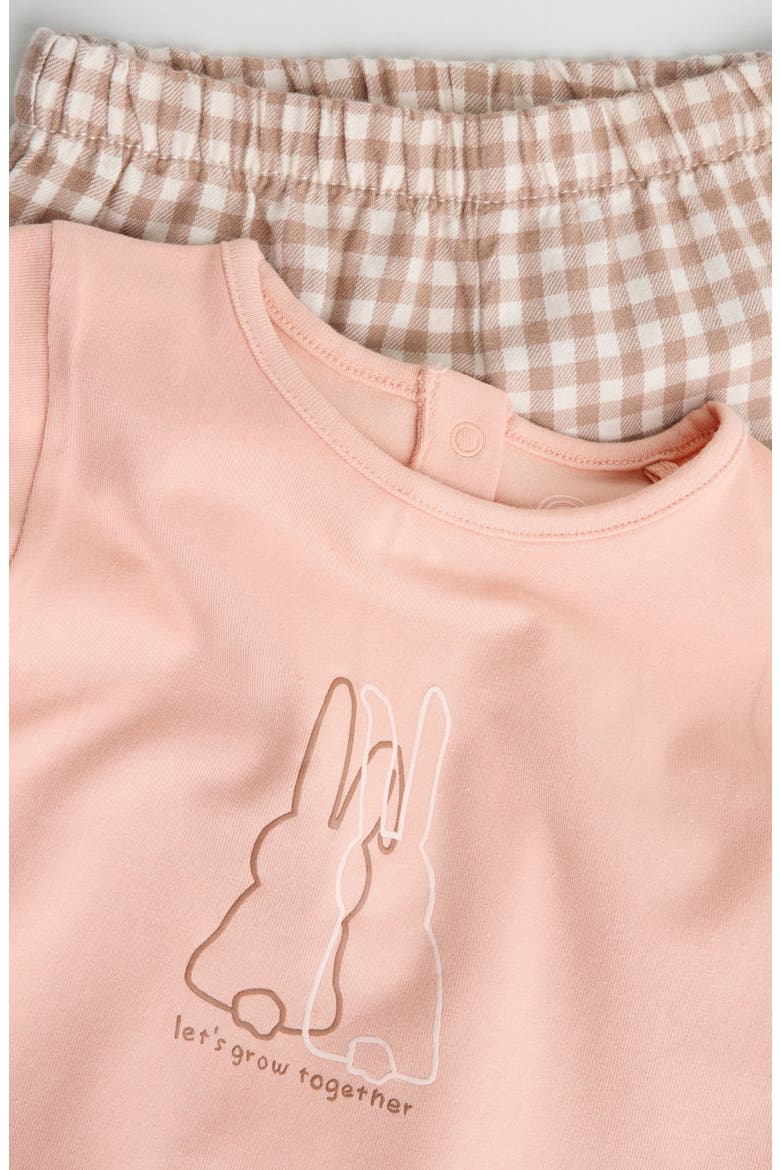Bunny Graphic Top & Gingham Pants Set, Alternate, color, PINK