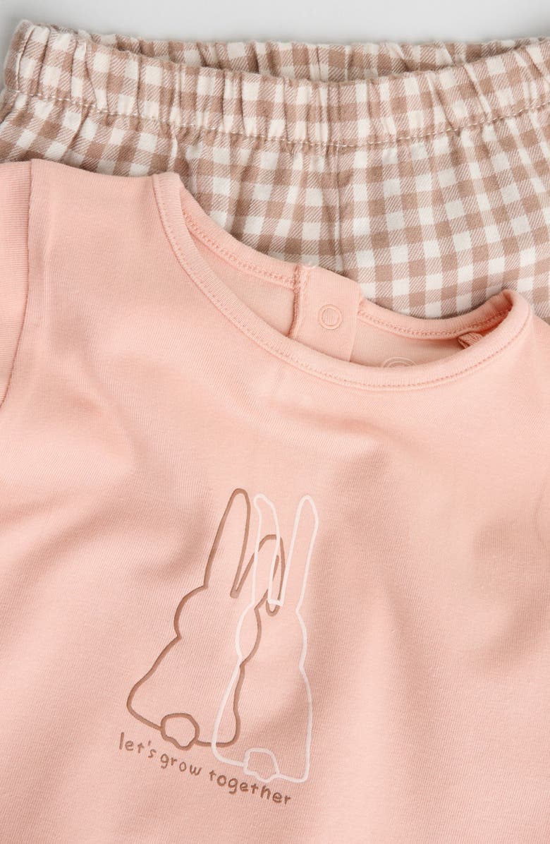 NEXT Bunny Graphic Top & Gingham Pants Set, Alternate, color, Pink