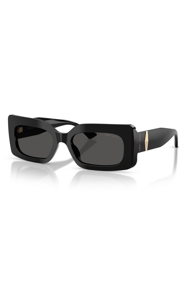 Jimmy Choo 53mm Rectangular Sunglasses, Alternate, color, Black / Dark Grey