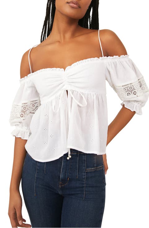 Banbino Cold Shoulder Eyelet Cotton Top