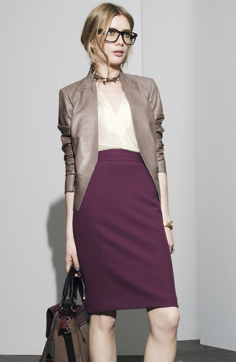 Halogen<sup>®</sup> Cutaway Leather Jacket, Alternate, color,