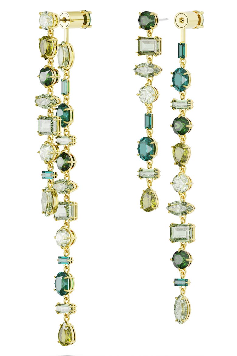 Gema Front/Back Asymmetric Crystal Drop Earrings, Alternate, color, GREEN