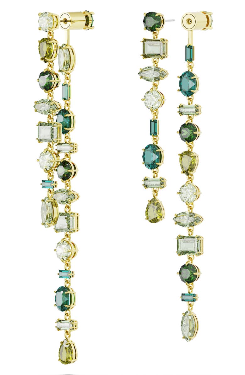 Swarovski Gema Front/Back Asymmetric Crystal Drop Earrings, Alternate, color, Green